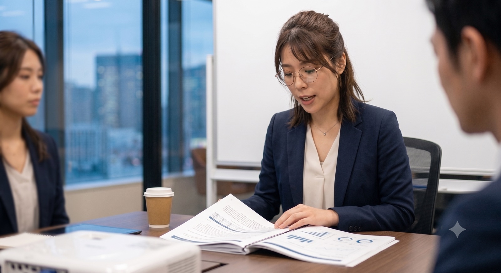 佐藤が先輩社員と現場で学ぶ様子